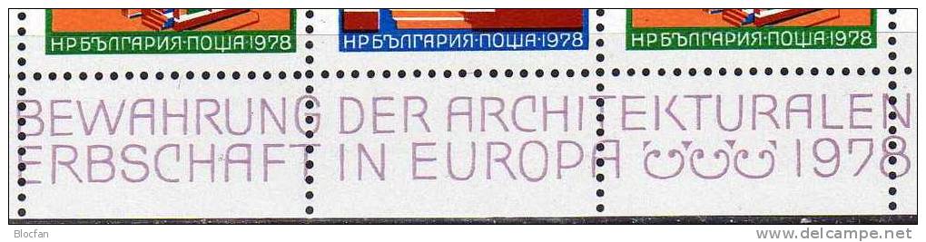 Europa-Tag 1978 Essen Bulgarien 3xBlock 81 **,SST Plus O 135€ Bewahrung Kulturerbe Overprint On The Sheet Fogli Bulgaria - Gebruikt