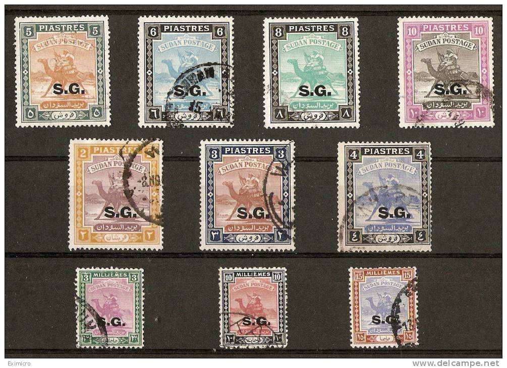 SUDAN 1948 OFFICIALS UP TO 10 PIASTRES BETWEEN SG 045 AND SG 056 FINE USED Cat £23.80 - Soudan (...-1951)