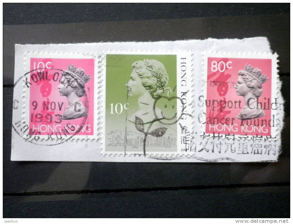 Hong Kong - 1991-1996 - Mi.nr.507 V,654,658 I X - Used - Queen Elizabeth II - Definitives - On Paper - Usados