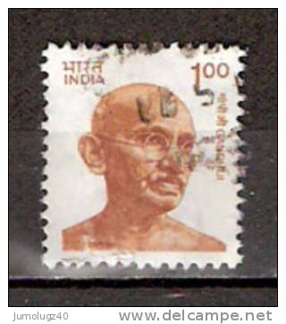 Timbre Inde République Y&T N°1085 (2) Oblitéré. Gandhi. 100 P. - Usati