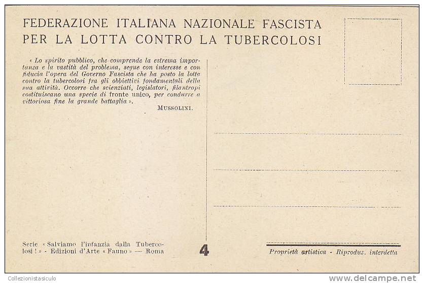 $3-2183- Cartolina Federazione Fascista Contro La Tubercolosi - Antitubercolare Illustrata A. Della Torre - Salute