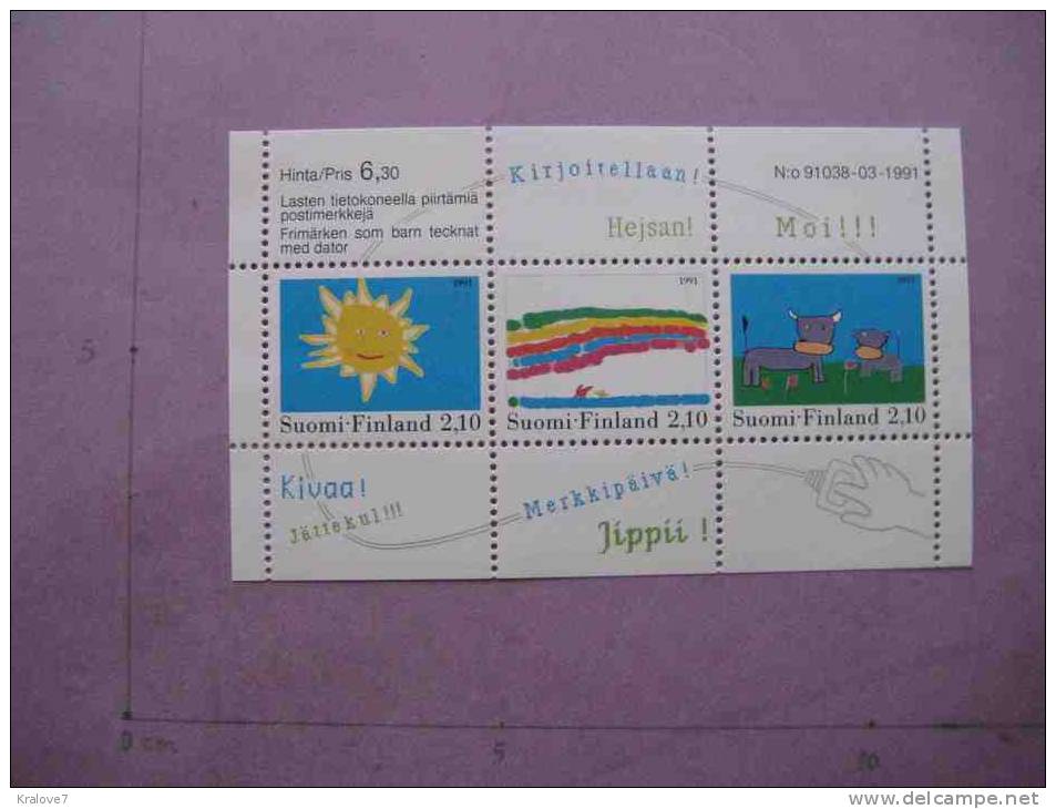 BLOC FEUILLET FINLANDE 1991 3 TIMBRE NEUF ENFANT SHEET FINLAND 3 Stamps MNH CHILDREN - Blocs-feuillets