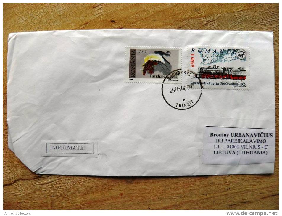 Cover Sent From Romania To Lithuania, Bird, Train Locomotive - Covers & Documents