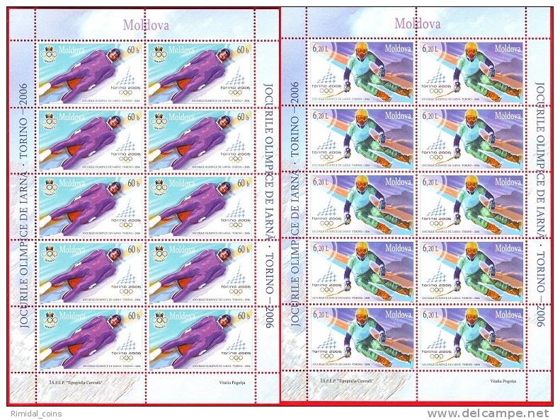 Moldova, Moldawien, Moldavie, 2 Stamp Sheetlets, Winter Olympic Games Torino 2006 - Winter 2006: Torino