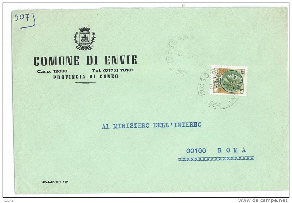 ENVIE CAP 12030 PROV. CUNEO  ANNO 1980 - LS - PIEMONTE  -TEMATICA COMUNI D'ITALIA - STORIA POSTALE - Macchine Per Obliterare (EMA)