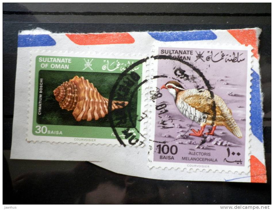 Oman - 1982 - Mi.nr.233,237 - Used - Sea - Cymatium Boschi - Birds - Arabian Partridge - Definitives - On Paper - Omán