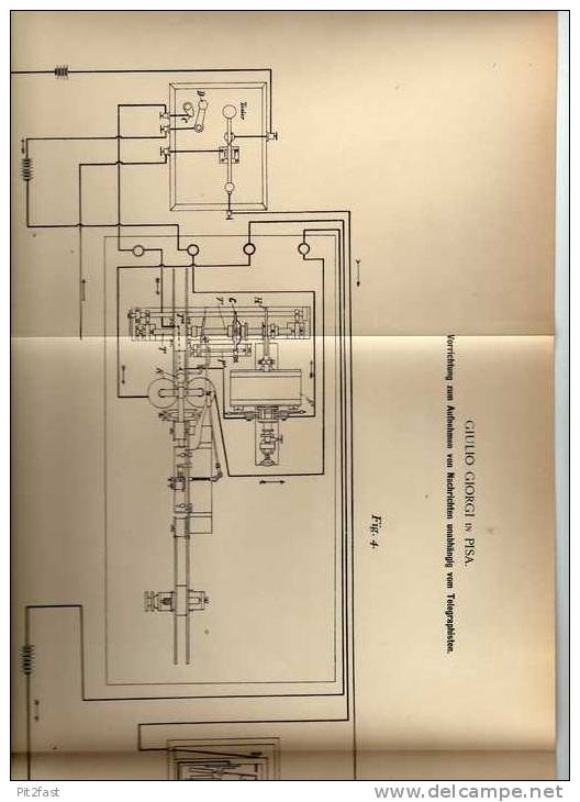 Original Patentschrift - G. Giorgi In Pisa , 1898 , Telegraphie , Aufnehmen Von Nachrichten , Telegraph , Telegraphy !! - Tools