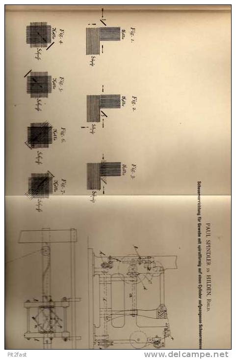 Original Patentschrift - P. Spindler In Hilden , 1899 , Scheuermaschine Für Gewebe , Textilien !!! - Maschinen