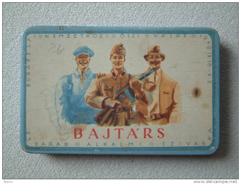 ***Cigar Box From 1949 Hungary - Bajtars » "Comrade" With Russain/Soviet Soldier Db01 - Zigarrenetuis