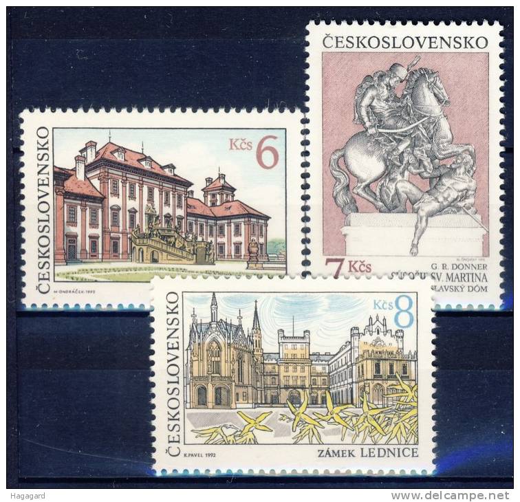 Czechoslovakia 1992. Architecture. Michel 3126-28. MNH(**) - Neufs