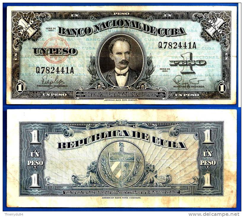 Cuba 1 Peso 1960 Jose Marti Pesos Kuba Centavos Skrill Paypal OK! Uniquement Prix + Frais De Port - Cuba