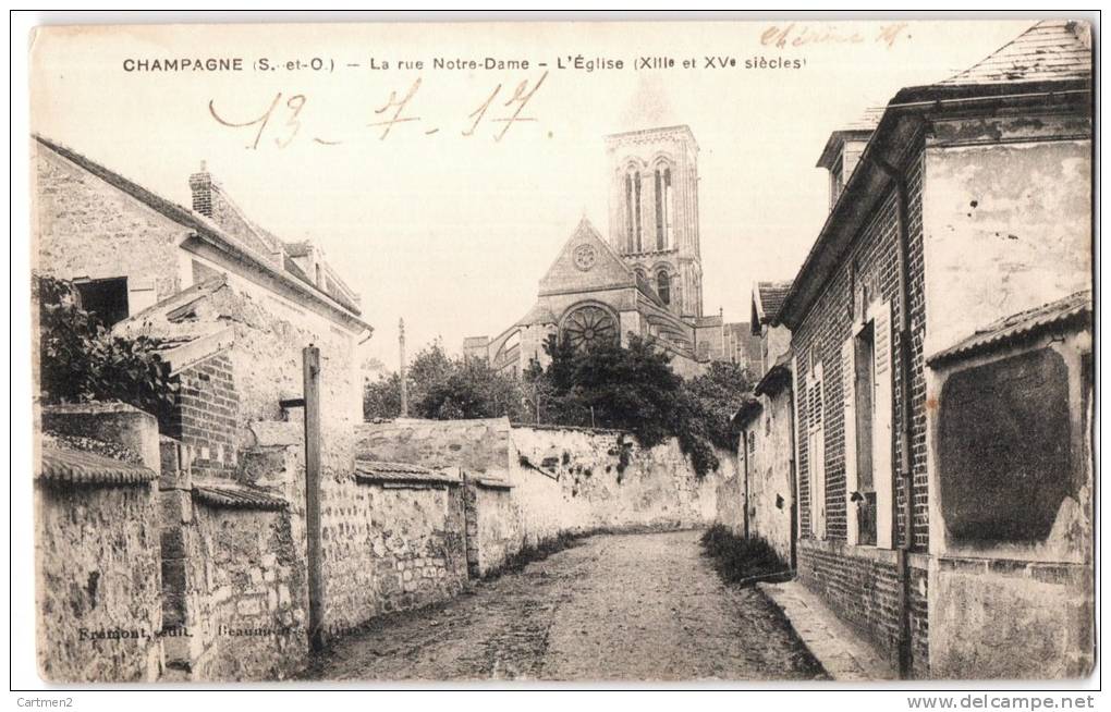 CHAMPAGNE-SUR-OISE LA RUE NOTRE-DAME L'EGLISE 95 - Champagne Sur Oise