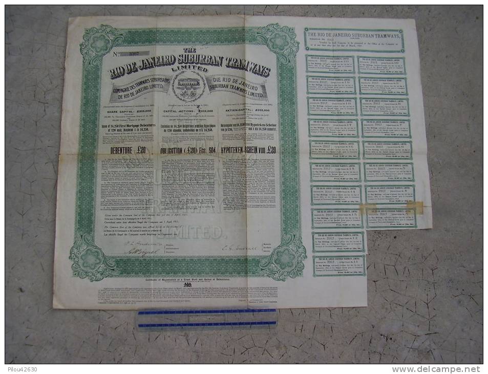 Tramways De Rio De Janeiro . 1911. Gravure Tramway & Blasons . Très Grand Titre; Voir Scan - Other & Unclassified