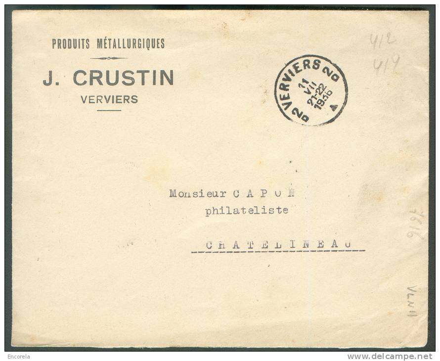 Lettre Affranchissement Reine Astrid (deuil) à 25 Et 50 Centimes Obl; Sc VERVIERS 2 Au Dos D'une Lettre (expéditeur : Pr - Storia Postale