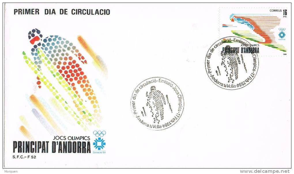 7695. S.P.D. Andorra Española 1984. Ski. Juegos Olimpicos - Lettres & Documents