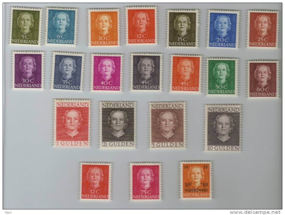 PAYS BAS : Série Complète  MNH 1949 – 1950, « Reine JULIANA »N° 512A à 527 Avec N° 587/588/589. Neufs , MNH, Voir Scan - Unused Stamps