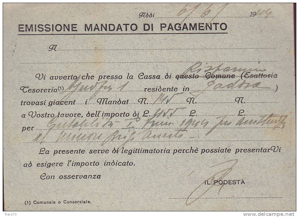VIGONZA  - Card_Cartolina  6.6.1944 - Repubblica Sociale Italiana - Imperiale Cent. 15 X 2 - Marcophilie