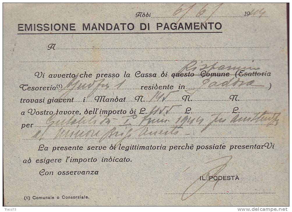 VIGONZA  - Card_Cartolina  6.6.1944 - Repubblica Sociale Italiana - Imperiale Cent. 15 X 2 - Poststempel