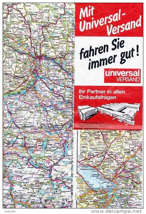 Alte Universal Reklame, Teil-Strassenkarte Von Österreich - Strassenkarten