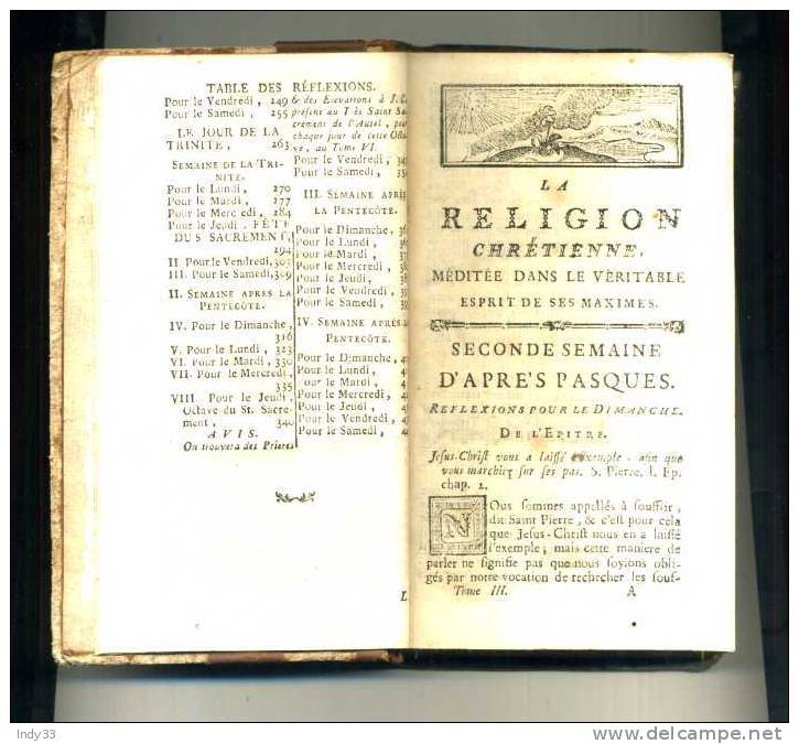 - LA RELIGION MEDITEE . TOME III . PARIS 1777 - 1701-1800