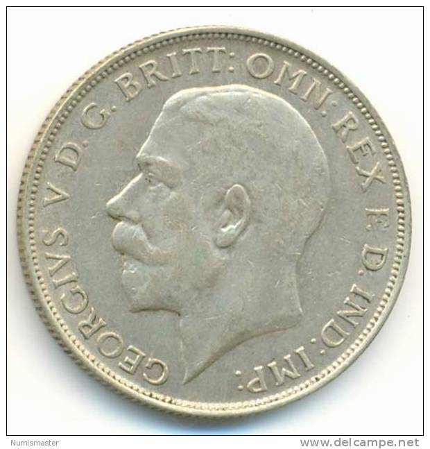 GREAT BRITAIN , FLORIN 1922 , SILVER COIN - J. 1 Florin / 2 Shillings