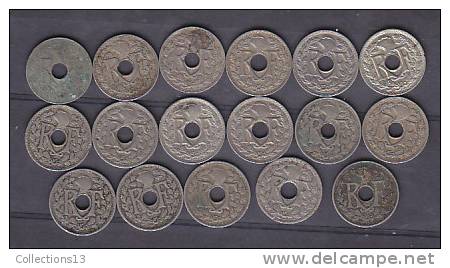 FRANCE - 3eme Republique - 5 Cts Petit Module - (17 Pieces)(entre 1921 Et 1939) - 5 Centimes