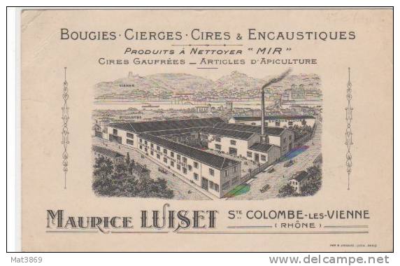 STE COLOMBE LES VIENNE 69 USINE BOUGIES LUISET MIEL APICULTURE - Sonstige & Ohne Zuordnung