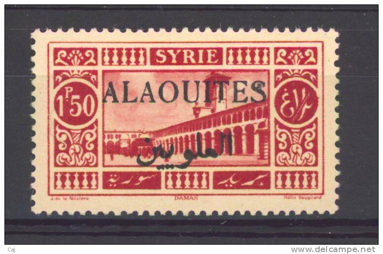 Alaouites  :  Yv  28a  *   Surcharge Noire Avec VariétéT Cassé , Signé - Unused Stamps