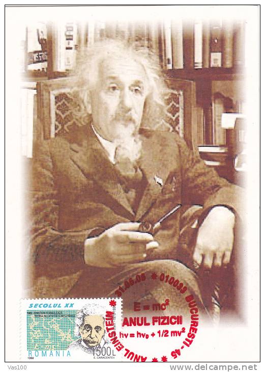 ALBERT EINSTEIN, PHISICS YEAR, 2005, CM. MAXI CARD, CARTES MAXIMUM, ROMANIA - Albert Einstein