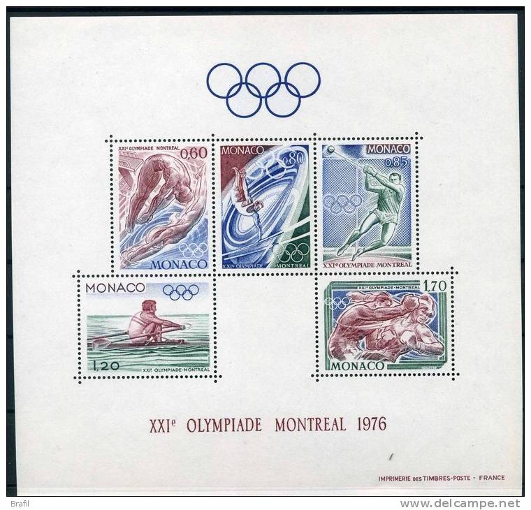 1976 Monaco, Olimpiadi Di Montreal Foglietto, Serie Completa Nuova (**) - Ete 1976: Montréal