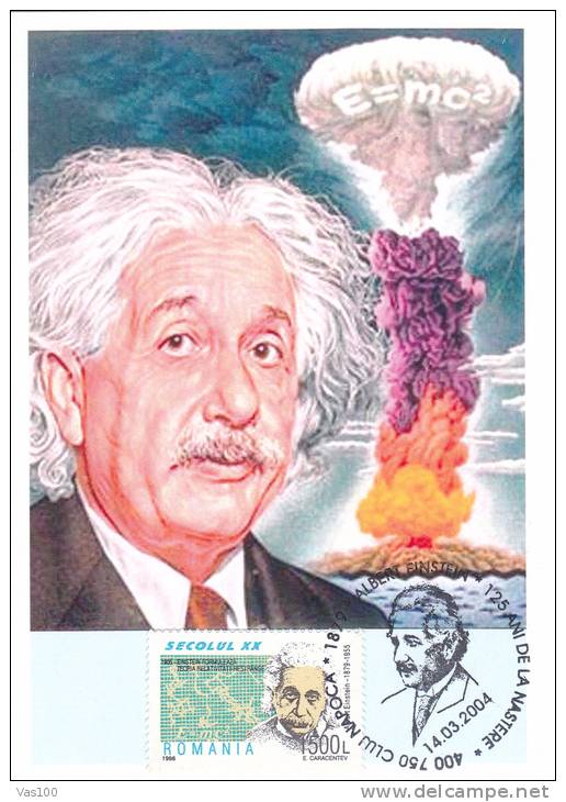 ALBERT EINSTEIN, 2004, CM. MAXI CARD, CARTES MAXIMUM, ROMANIA - Albert Einstein