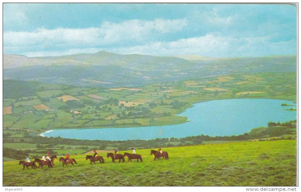 CPSM BRECON (Royaume Uni-Pays De Galles-Breconshire) - Pony Trekkers On The Black Mountains Lake Llangorse - Breconshire