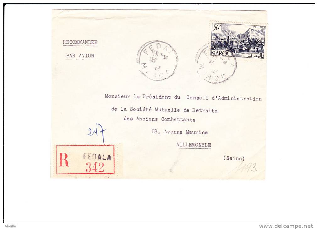 A1192  LETTRE  MAROC   1953 - Storia Postale