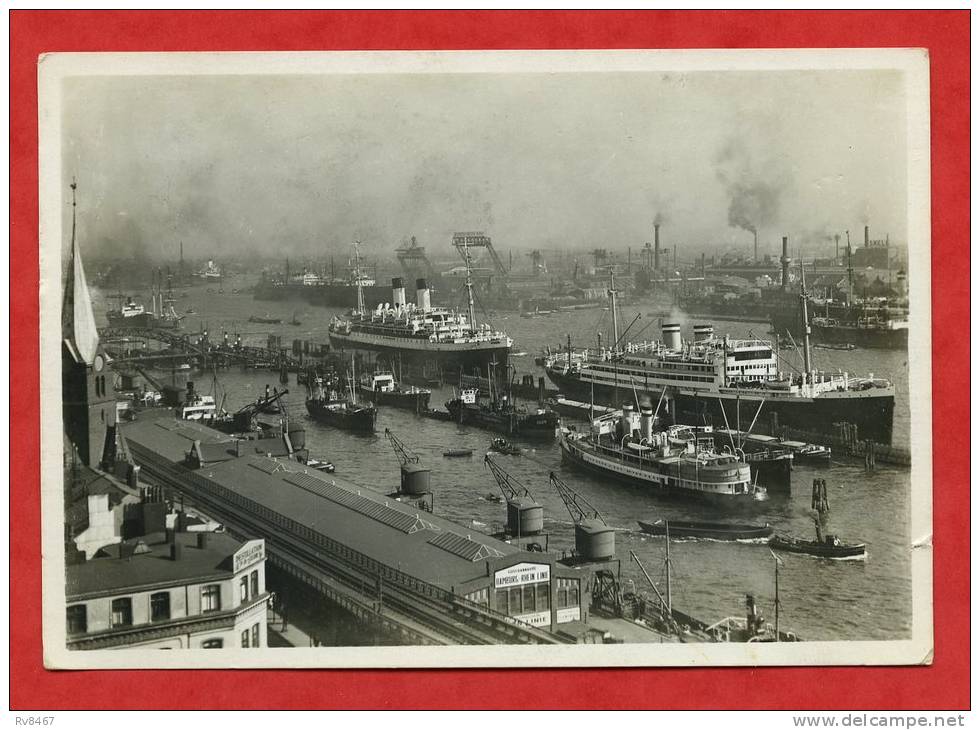 * HAMBURG-Hamburg Süd Und Hapag Motorschiff Im Hafen-1934(Paquebots)-Carte Photo - Harburg