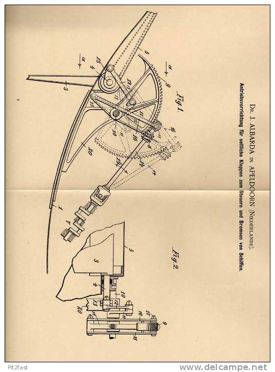 Original Patentschrift - Dr. Albarda In Apeldoorn , 1899 , Steuerung Und Bremsung Von Schiffen !!! - Other & Unclassified