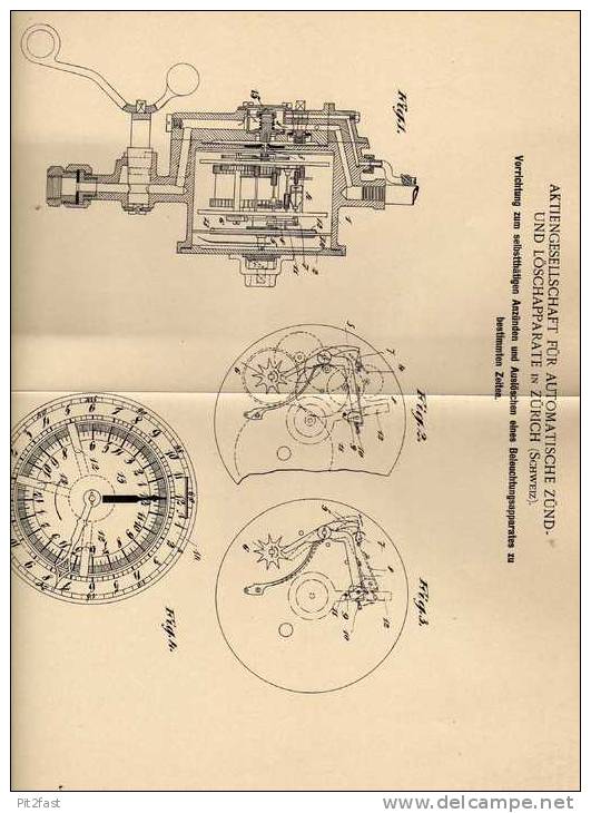 Original Patentschrift - Zünd- Und Löschapparate AG In Zürich , 1900 , Zünd- Und Löschapparat Für Lampen !!! - Leuchten & Kronleuchter