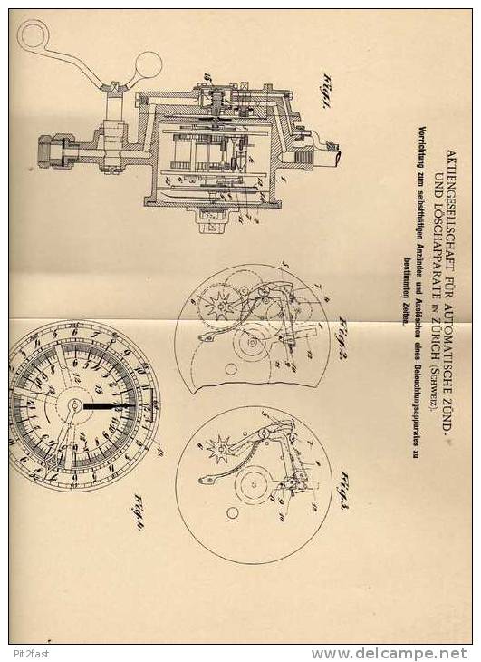 Original Patentschrift - Zünd- Und Löschapparate AG In Zürich , 1900 , Zünd- Und Löschapparat Für Lampen !!! - Lámparas Y Arañas