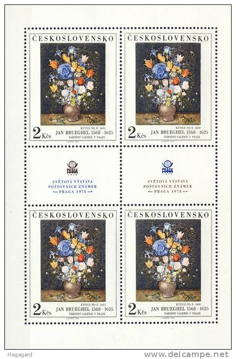 #Czechoslovakia 1976. Painting: Flowers. Sheetlet. Michel 2353. MNH(**) - Hojas Bloque