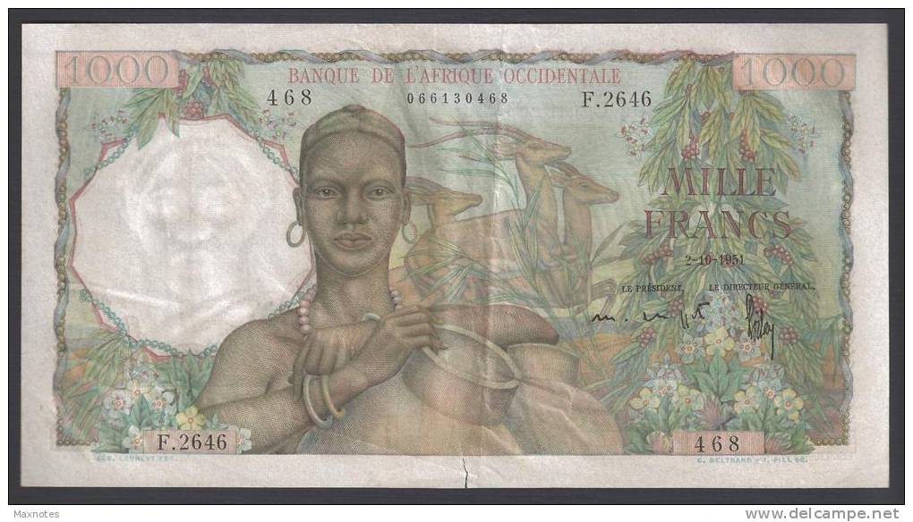 AFRIQUE OCCIDENTALE  (French West Africa)  :  1000 Francs - P42 - SN:468 F.2646 - Autres - Afrique