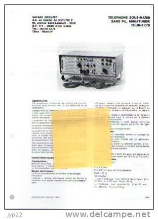 Fiche Marine Nationale Téléphone Sous Marin Sans Fil, Miniaturisé TUUM-2 C/D - Safare Crouzet Nice - - Equipment