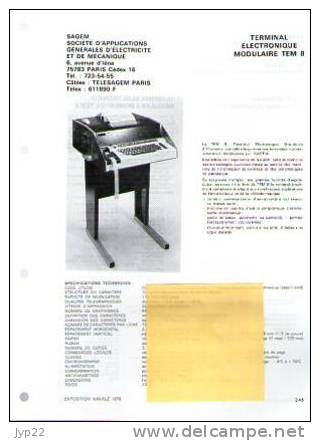 Fiche Marine Nationale Terminal Electronique Modulaire TEM 8 - Informatique - SAGEM Paris - Equipaggiamento