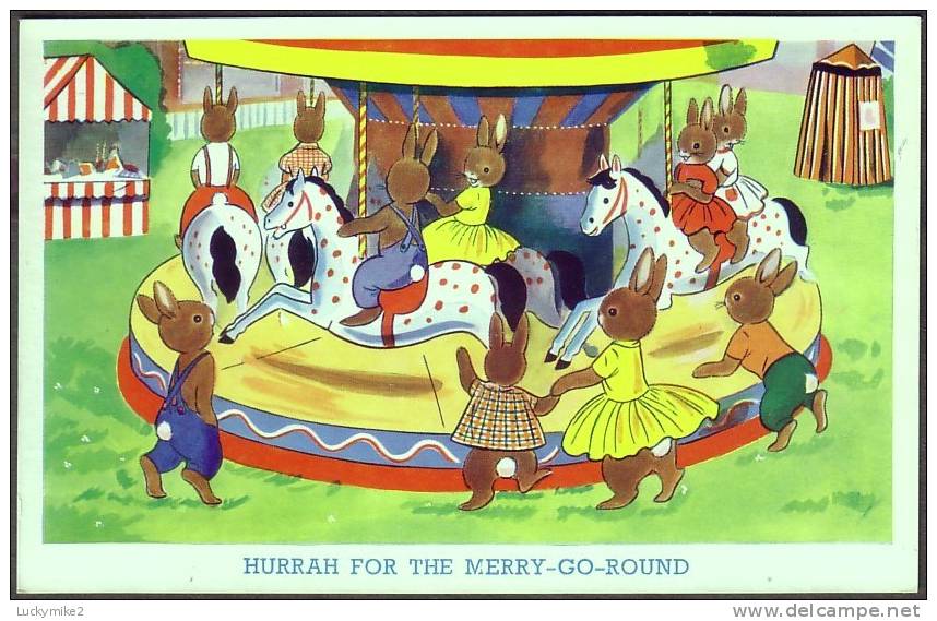 Anthropomorphic Rabbits On A Merry-go-round,  C1960 - Autres & Non Classés