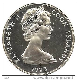 COOK ISLANDS  $2 20TH ANNIVERSARY FRONT QEII HEAD BACK 1973 AG SILVER UNC READ DESCRIPTION CAREFULLY!!! - Isole Cook