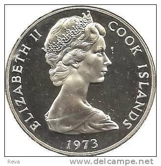 COOK ISLANDS  $2 20TH ANNIVERSARY FRONT QEII HEAD BACK 1973 AG SILVER UNC READ DESCRIPTION CAREFULLY!!! - Cook Islands
