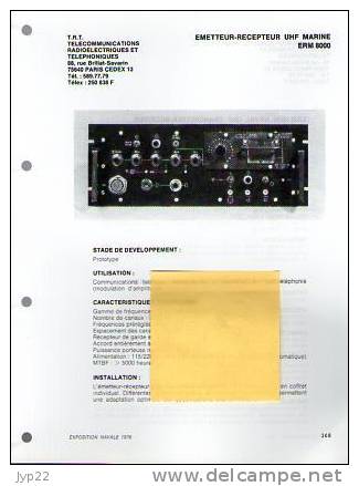 Fiche Marine Nationale Emetteur Récepteur UHF Marine ERM 8000 - TRT Paris - Liaison Radio - Equipement