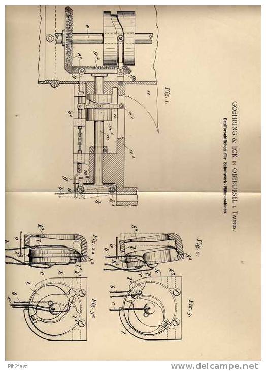 Original Patentschrift - Goehring & Eck In Oberursel I. Taunus , 1899 , Schuhwerk - Nähmaschine , Schuster , Schuhe !!! - Literature