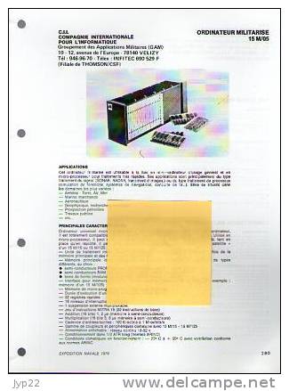 Fiche Marine Nationale Ordinateur Militarisé 15 M / 05 - CII Vélizy - Informatique ... - Equipment