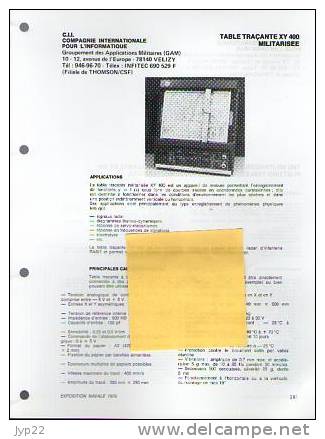 Fiche Marine Nationale Table Traçante XY 400 Militarisée - CII Vélizy - Appareil De Mesures - Equipment