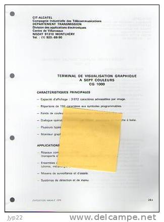 Fiche Marine Nationale Terminal De Visualisation Graphique à Sept Couleurs CG 1000 - CIT ALCATEL Montlhéry - Equipement