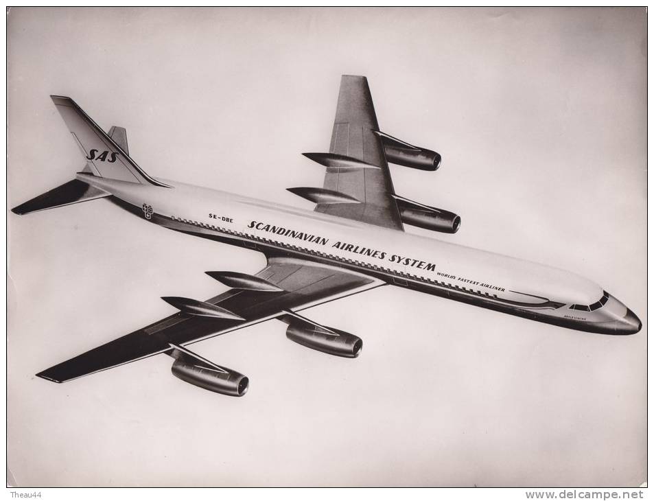 ¤¤   -   Attention Photo (dim 18 X 24) D´un Avion DC 8 De La Compagnie " Scandinavan Airlines System " -   ¤¤ - Aviation